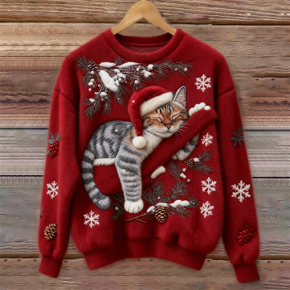 WinterPoes™ | Fluffy Kersttrui met Kat